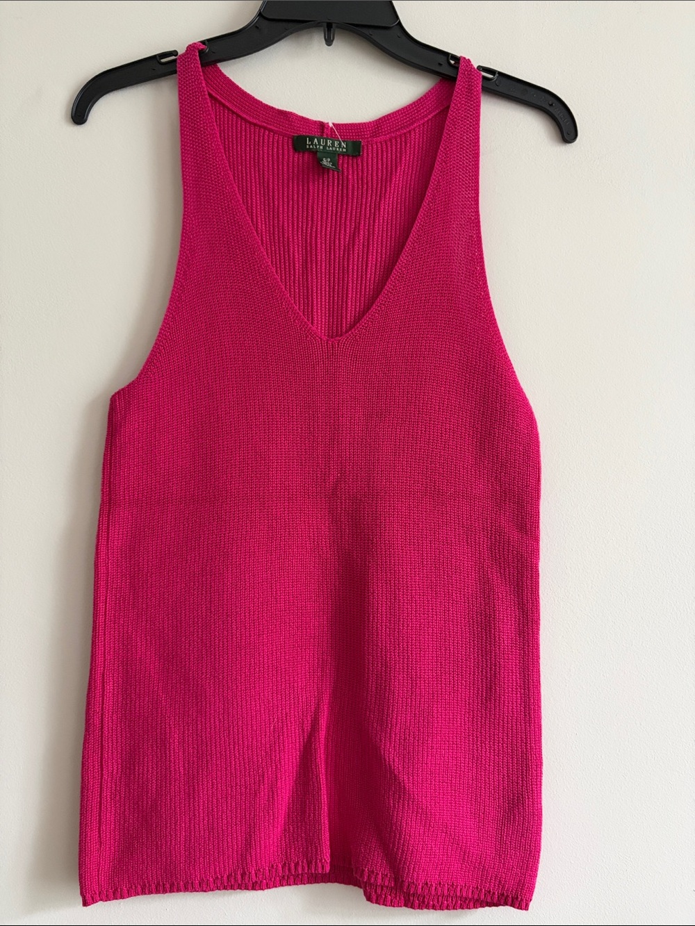 Lauren Ralph Lauren Bright Fuchsia V-Neck Knit Tank